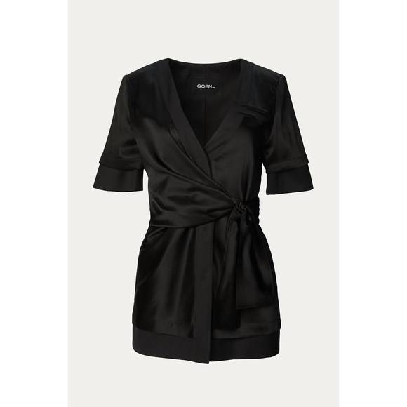 NEW GOEN.J inside-out wrap blazer in black - Picture 2 of 5